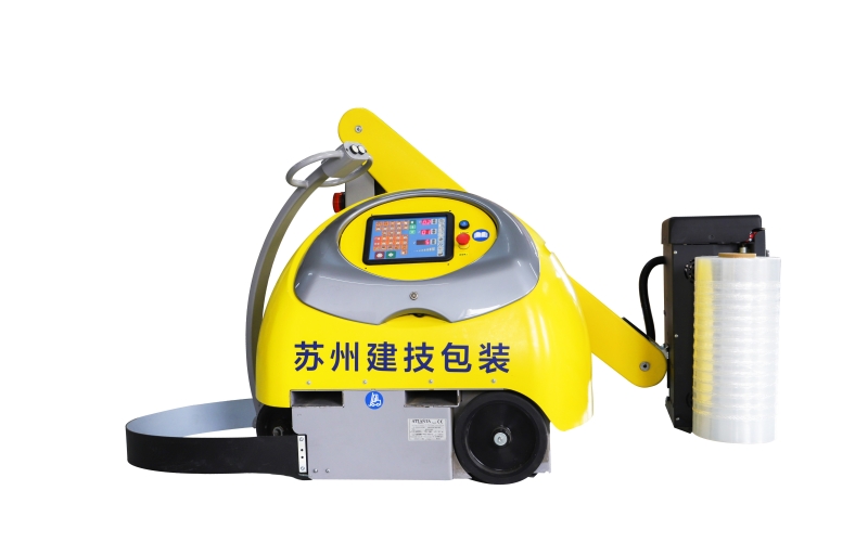 蘇州建技：小黃人纏繞機(jī)多場(chǎng)景應(yīng)用，市面上90%的托盤都可適用，節(jié)約時(shí)間節(jié)約成本